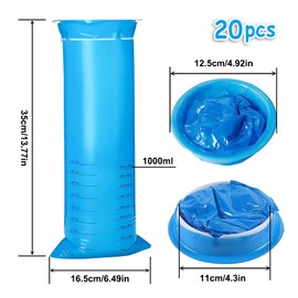 JurciCat Pack of 20 Burp Bags Car Children Burp Bags Breaking Bags 1000 ml Poop Bags with Ring Breaking Bag for Children and Adults 4 Colours