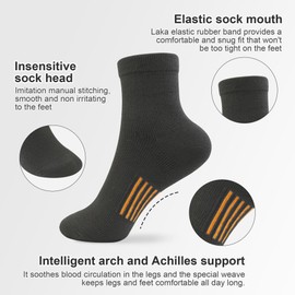 Spotmart Men's Athletic Ankle Socks Cushioned Cotton Quarter Socks Running Sports Crew Socks with Arch Support 6 Pairs
