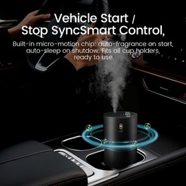 Waterless Diffuser for Essential Oil, Smart Car Air Freshener Diffuser, Scent Diffuser with Timer & 4 Mist Levels for Home, Room, Car, Office - Black