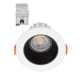 Maxxima 2 in. Ultra-Thin Recessed Anti-Glare LED Downlight - Canless IC Rated, 600 Lumens, 5 Color Temperature Selectable 2700K/3000K/3500K/4000K/5000K, Dimmable Round White Trim Black Baffle, 90 CRI