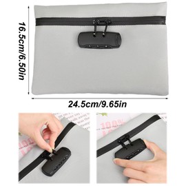 Fireproof and Waterproof Bag with Lock, Wallet with Lock, Odourproof Bag with Combination Lock, Fireproof Waterproof Document Bag with Lock, Lockable Storage Bag