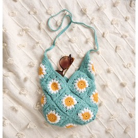 Primitives by Kathy Tote and Straps Feature a Crochet Style for a Unique Handmade Appearance, Green, Orange, White