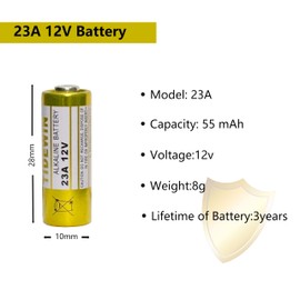 kunying 23A 12 Volt Battery A23 Battery- Long Lasting 23A 12V Batteries for Doorbells and Remote Control Unit (5 Pack)