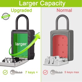 ZHEGE Key Lock Box for Outside, Key Box Wall Mount & Hang, Large Lock Box for House Key Storage 7 Keys, Lockbox for Keys Outdoor Suitable for Home, Flats, Realtor, Key Safe Lock Box Outdoor (Grey)