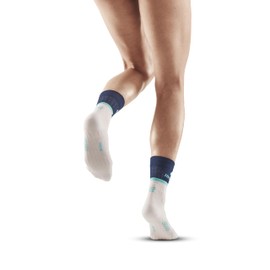 CEP - The Run Compression Socks Mid Cut for Women | Medium Length Running Socks with Compression | Regenerating Compression Socks for Women, Blue/off white