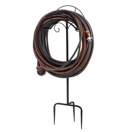 Hongshifu Heavy Duty Freestanding Hose Holder​​ – Upgraded 3-Prong Base Secures 160ft Hose, Detachable Metal Organizer for Yard & Lawn. Sturdy Black Outdoor Storage Stand with Anti -Tip Design