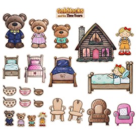 Peryiter 24 Pack Goldilocks and The Three Bears Felt Board Story Sets Precut Flannel Board Figures Stories for Preschool Toddlers Stories Play Activity