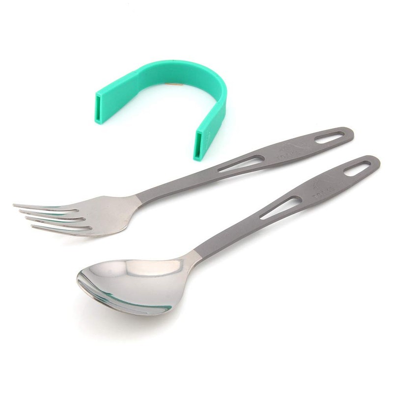 TOAKS Ultralight Titanium Tableware Outdoor Flatware Cutlery Fork and Spoon