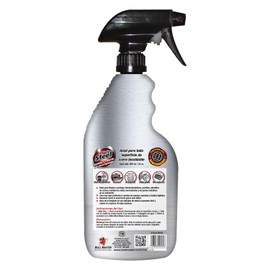 MASTER STEEL, BULL MASTER- 22 onzas/650 ml. Limpiador, Protector y Abrillantador de Acero Inoxidable y Metal. Ideal para tus Electrodomesticos. Envase con Atomizador.