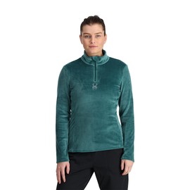 Spyder Women's Shimmer Bug Half Zip T-Neck Base Layer, Cypress Green