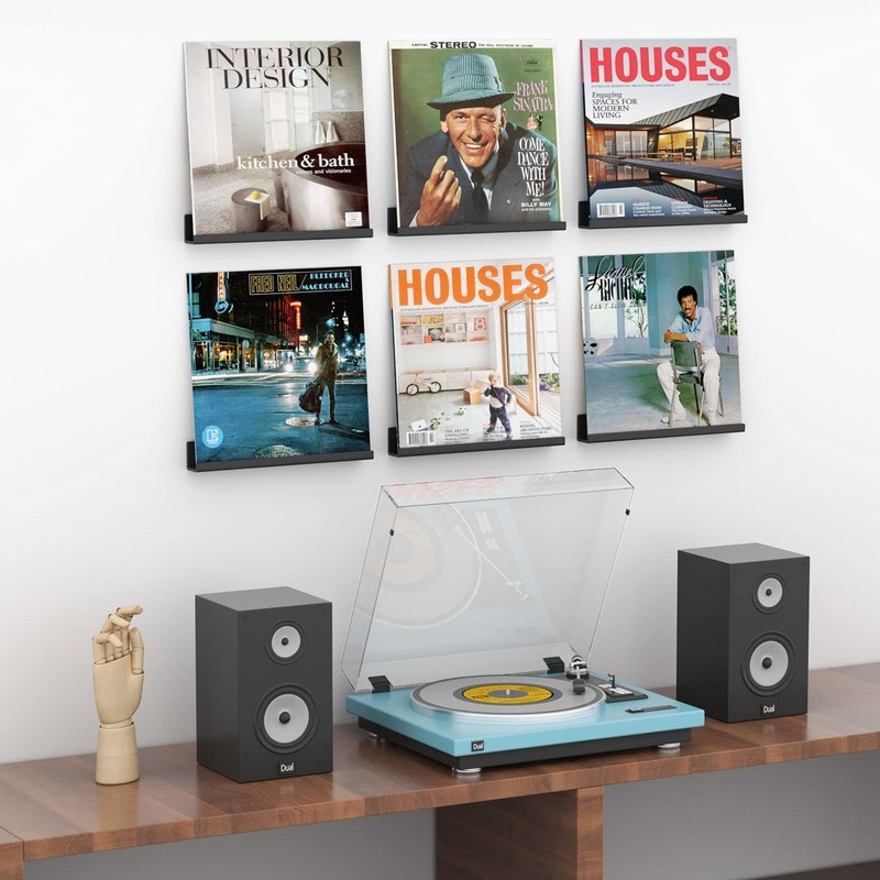 AITEE Vinyl Wall Mount: 6 Pack Black Acrylic Record Wall