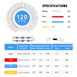 Kuject 120Pcs Heat Shrink Solder Seal Connectors Waterproof Crimpless Easy Use