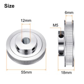 uxcell GT-2 Pulley Synchronous Wheel 80 Teeth 12mm Bore, Fit with 6mm Width Belt, Aluminum Alloy Timing Pulley Wheel with a Wrench for 3D Printer, CNC Machine