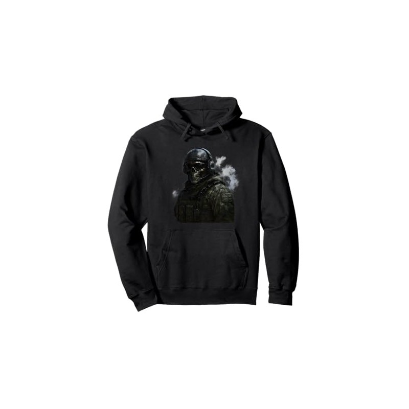 Cool Gaming Black Army Soldier Illustration Graphic Designs Pullover Hoodie