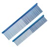 Pack of 2 Dog Combs 2-in-1 Pet Steel Comb Pet Comb Stainless Steel Pet Care Comb for Removing Tangles and Knots, Poodle Care Deshedding Tool with Rounded Ends