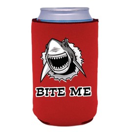 Bite Me Shark Collapsible Can Coolie (Red, 1)