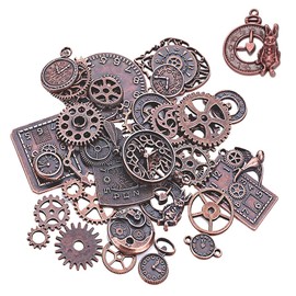 40 Pieces Steampunk Metal Steampunk Crafts, Steampunk Jewellery Crafts, Antique Metal Skeleton Steampunk Pendant, Retro Gears Jewellery, Metal Antique Steampunk, for Handmade, Metal