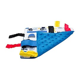 Baby Sensory Crinkle & Teething Square Lovey Toy with Closed Ribbon Tags for Increased Stimulation: 8"X8" (Police)