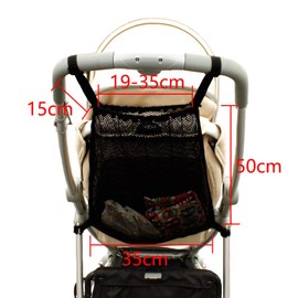 Shopping Bags, Universal Net Shopping Net for Prams, Pushchairs and Buggies, Mesh Pocket Back of the Pram, Storage Bag, Fits Most Handles, Black, Pack of 1