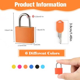 6 Pcs Mini Luggage Locks, Luggage Padlocks with Keys, Colorful Suitcase Locks, Mini Travel Security Padlock for Suitcase, Backpack, Laptop Bag, Toolbox