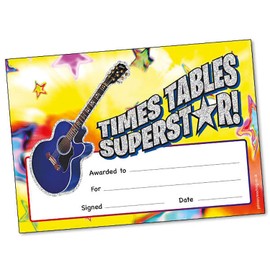 20 Holographic Sparkly Times Tables Superstar Childrens Pupils Motivational Reward School Certificates A5 Primary Teaching Services