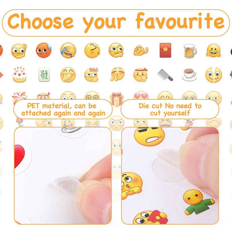 Thoquene 14 Sheets Smiley Emoji Stickers for Kids Notebook Decoration