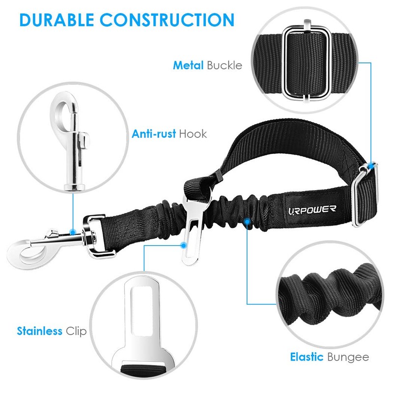 URPOWER 2 Pack Dog Seat Belt, Retractable Dog Car Harness