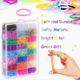 Elastic Hair Bands 24 Colors, 2000 Pcs Colorful Hair Rubber Bands for Hair with 4 Hair Braiding Tool, Small Hair Ties Mini Hair Bands With Organizer Box, Hair Accessories for Girls Toddlers Kid