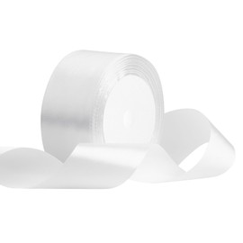 Satin Ribbon, 40 mm Wide, White, 22 Metres, Gift Ribbon, Fabric Ribbon for Wedding Decoration, Gift Wrapping, Crafts, Party Decoration