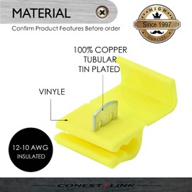 Conext Link SL-Y25 Quick Splice Tap Wire Connector Terminal 25 Pack (Yellow 12-10 Gauge)