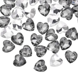 sourcing map 50Pcs Heart Rhinestones, 10mm Pointed Back Heart Glass Rhinestone Gems Crystal for Jewelry Making Costume DIY Crafts, Transparent Gray