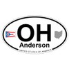 US Decal, Inc. Anderson, Ohio Oval Sticker with State Flag