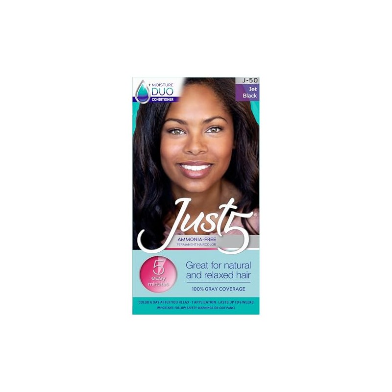 Just 5 Women's 5 Minute Permanent Hair Color, Jet Black