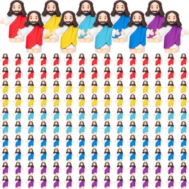Barydat 200 Pcs Mini Jesus Figurines in Bulk Little Rubber Jesus Figure Toys Miniature Tiny Savior Jesus Figurine to Hide and Seek Religious Party Favor Sunday School Craft Baptism Gifts, Multicolor