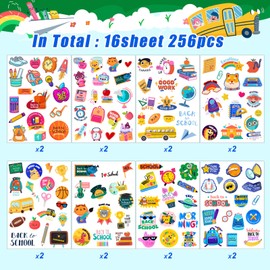 Back to School Stickers for Kids, 256Pcs First Day of School Teacher Reward Cute Stickers for Teens Toddler Students Classroom Decorations