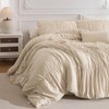 Masaca King Size Comforter Set(106"x95"),Wheat Ruched Bedding Comforter,Farmhouse Shabby Boho