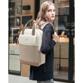 LOVEVOOK Backpack Womens, 17.3 Inch Large Laptop Rucksack Bag for Ladies, Lightweight Computer Backpack Work Bag with USB Port, Casual Daypacks Back Pack for School Uni Travel, Beige Khaki