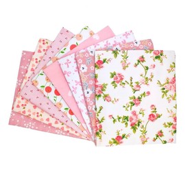 GreatRise 7 Pieces Pink Series Patchwork Fabrics Package Cotton 50 x 50 cm Cotton Fabrics Fabric Bundle Fabric Bundle Fabric Scraps Sewing Fabrics DIY Crafts Sewing Quilting Fabric Cotton Cloth Pink