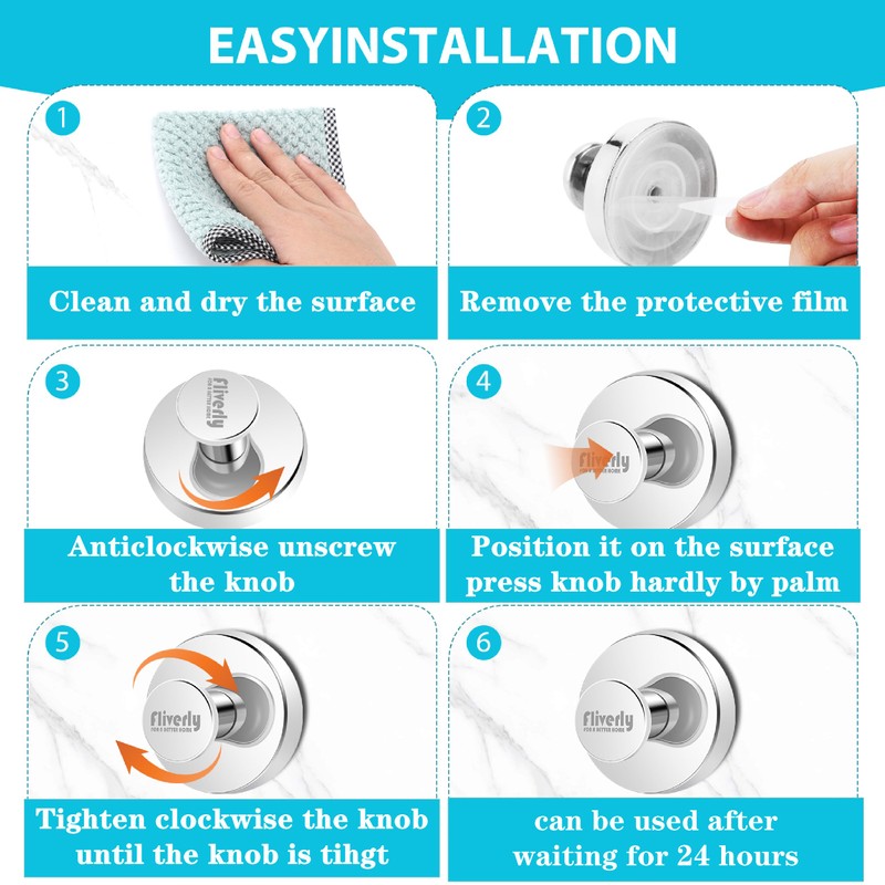 Fliverly 2pcs Suction Cup Hooks for Shower,Inside Shower,Wall,Bathroom,Bedroom,Kitchen,Door,Glass Window, Mirror,