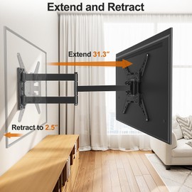 ELIVED 31.3 Inch Long Arm TV Mount for Most 32-65 Inch TVs, Swivel and Tilt Long Extension TV Wall Mount, Full Motion Wall Mount Bracket Max VESA 400x400mm, Holds up to 99 lbs.