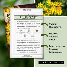 Sow Right Seeds - St John’s Wort Seeds for Planting - Non-GMO Heirloom Packet with Instructions to Plant & Grow an Outdoor or Indoor Herb Garden - Native Wildflower with Medicinal & Culinary Uses (1)