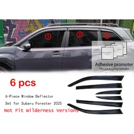 Lyemer 6PCS Window Deflectors Rain Guards for Subaru Forester 2025 2026, Tape-On Out-Channel Window Visors Glass Vent Accessories Window/Set (Not Fit Wilderness Versions)