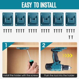 6 Packs Tool Holder for Makita 18V 14.4V Cordless Tool Storage, Wall Mount Holder/Hanger for Drill Tools with Screws(Blue)