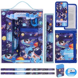 JIANTA Astronaut Stationery Set, School Stationery Set Include 2 Pencils, Coin Purse, Ruler, Eraser and Pencil Sharpener, Astronaut Birthday Gifts for Girls and Boys