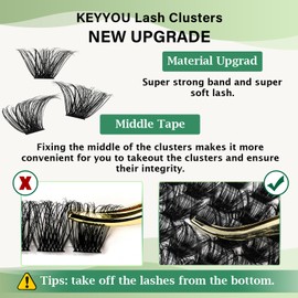 Eyelash Clusters 96 Pieces Individual Eyelashes D Curl 14 mm Eyelash Clusters KEYYOU Volume Wispy Lash Extension Soft & Comfortable Easy DIY at Home (Y24, D-14 mm)