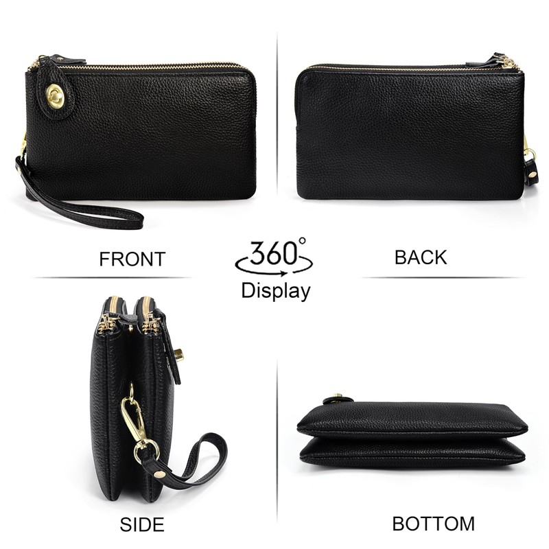 YALUXE RFID Blocking Women's Wristlet Purse Genuine Leather Small Clutch