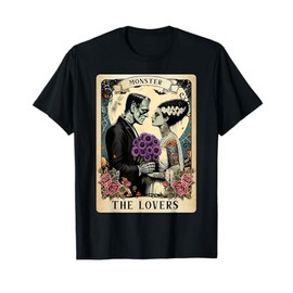 The Monster Frankenstein and Bride The Lovers Tarot Card T-Shirt