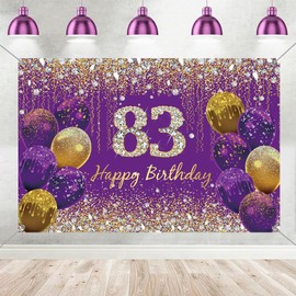 83rd Birthday Decoration for Women, Glitter Purple Fabric Sign Poster 83rd Birthday Party Decoration, 59"x35.4"