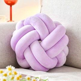 Uvvyui Knot Pillow Ball, Soft Lavender Home Decor Knotted Pillows, Cute 11" Knot Pillow Round Velvet Plush Throw Pillow, Aesthetic Decorative Pillows for Bed, Floor, Couch, Bedroom