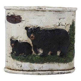 Ebros Wildlife Rustic Black Bear in Pine Trees Forest Bathroom Accent Resin Figurine Accessories with Birch Wood Finish Western Country Cabin Lodge Decorative (Toothbrush and Toothpaste Holder)